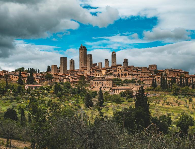 city of san gimignano in italy on via francigena