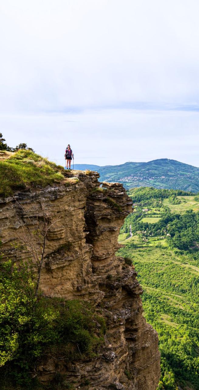 Panoramic view over the Apennine hills along the Via degli Dei route
