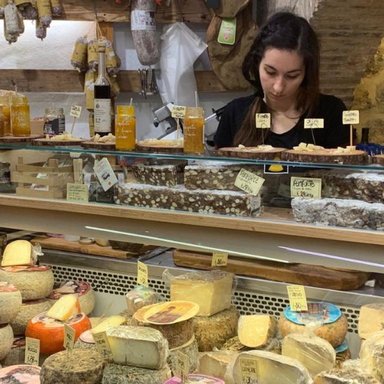 Typical cheese shop in Tuscany