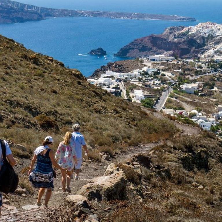 The Cycladis People walking on rocky paths