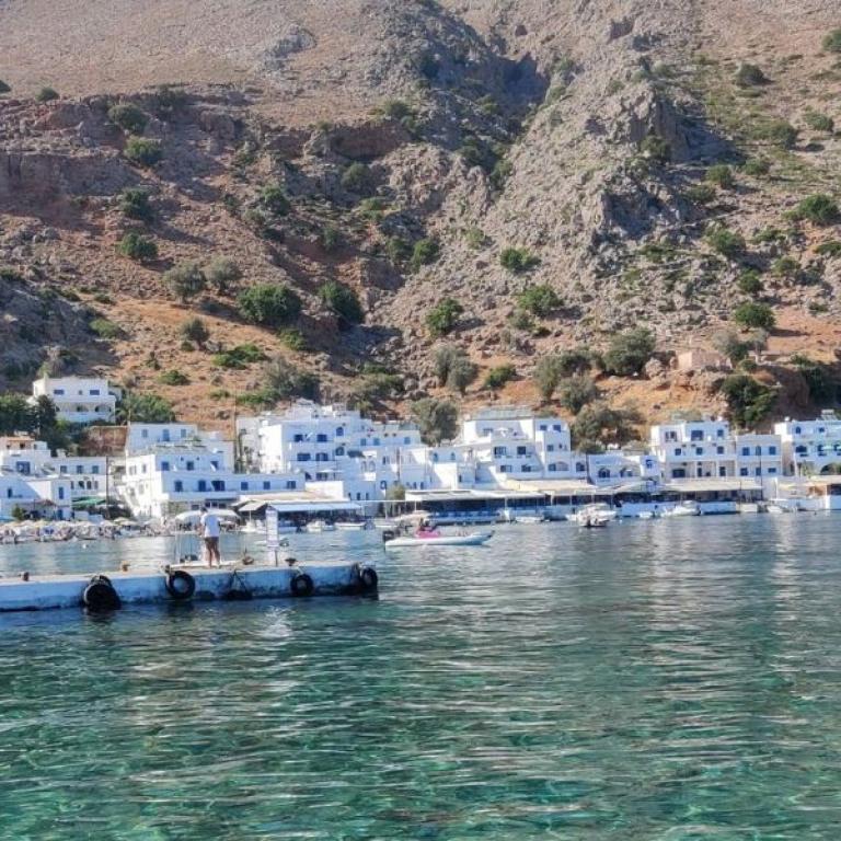 White village seafront in Crete 