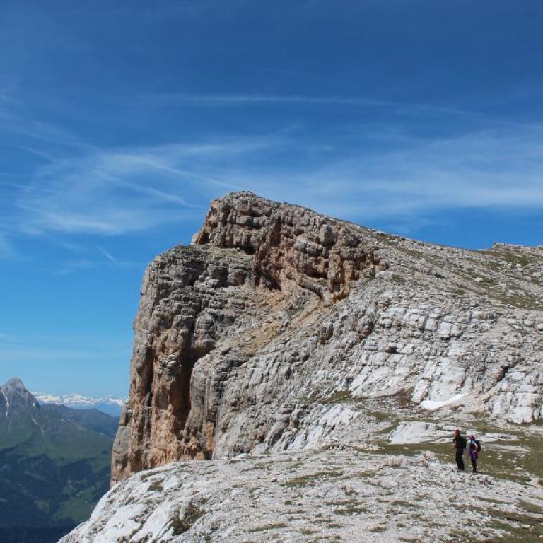  top of the mountain of the dolomites in val gardena