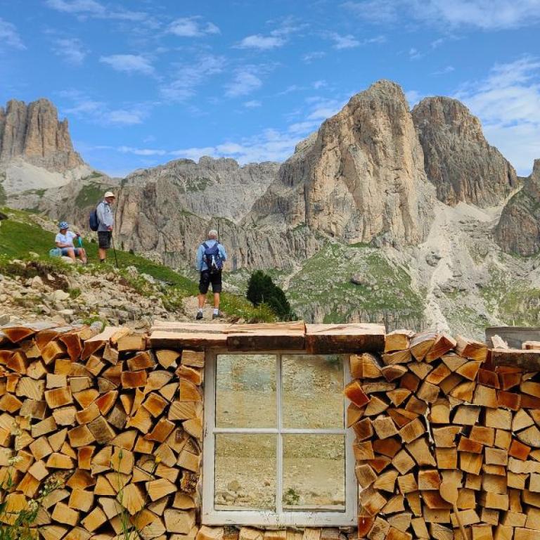 top of the mountain of the dolomites in val gardena
