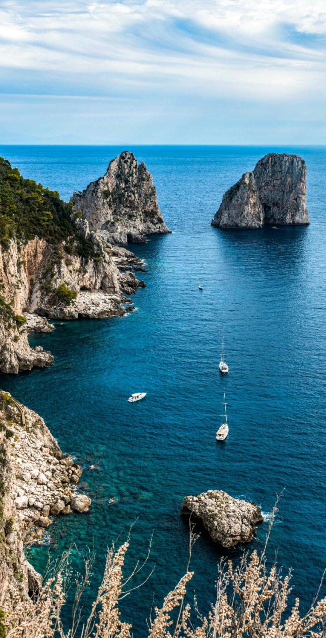 rocky coast of Capri overlooking the sea Amalfi Coast