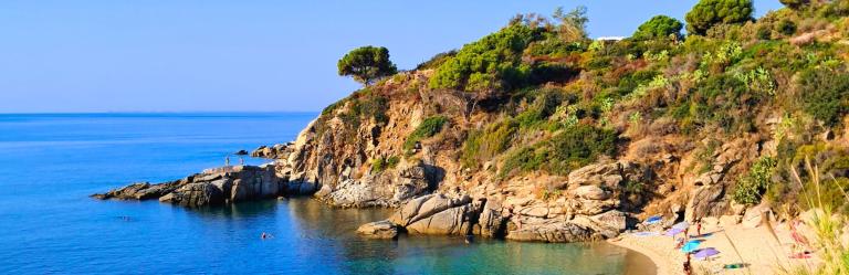 Panoramic view of Elba sea from mountain