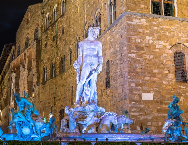Neptune Fountain in Florence, iconic landmark at the end of the Via degli Dei walk
