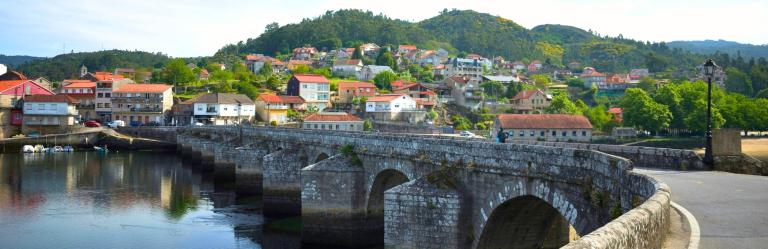 The colorful town of Caldas De Rei on the Camino Portuguese