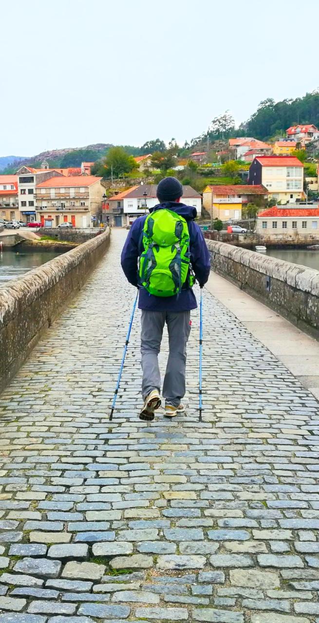 The colorful town of Caldas De Rei on the Camino Portuguese