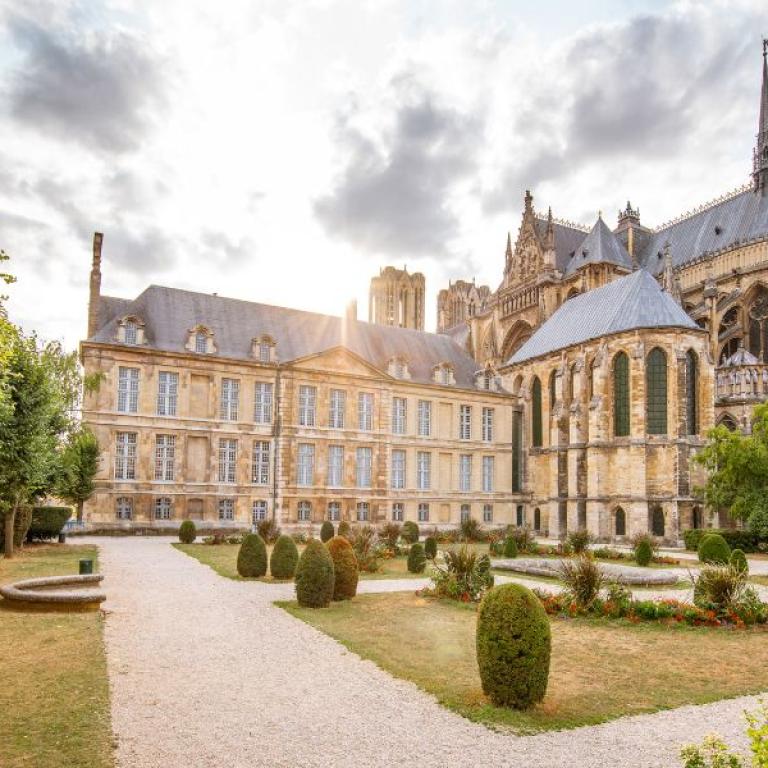 reims backyard of notre dame cathedral french garden