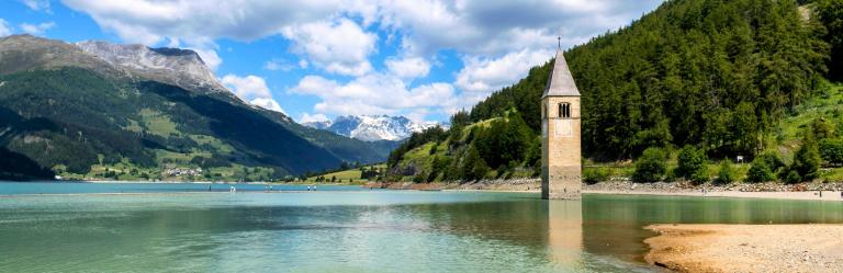 resia lake in alta via val venosta
