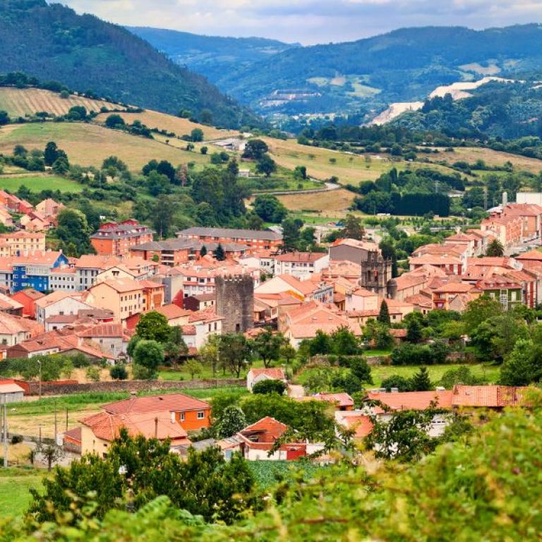 View of Salas on Camino Primitivo en route to Santiago