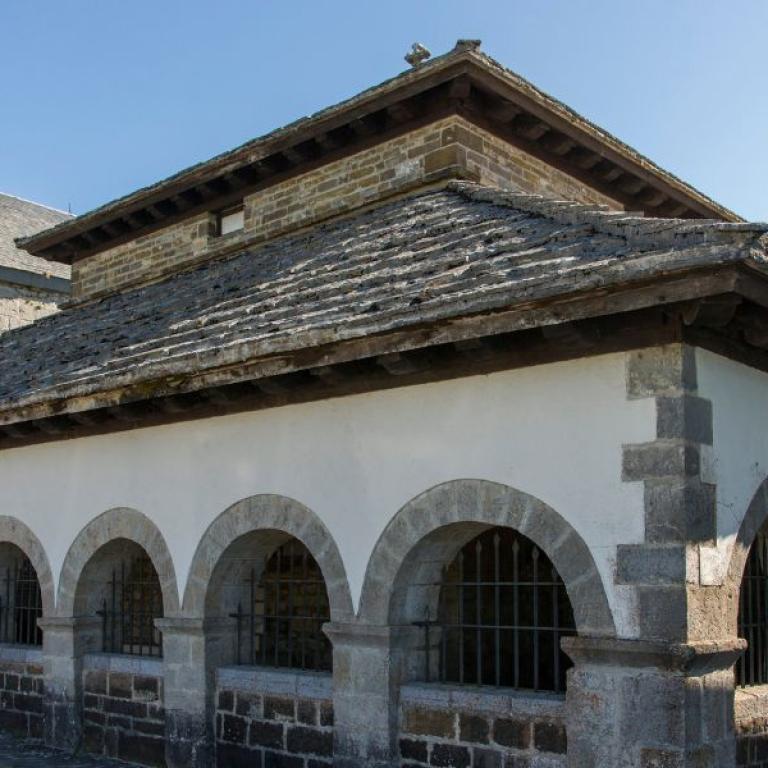 The historic Roncesvalles collegiate church marking the traditional starting point of the Camino de Santiago.