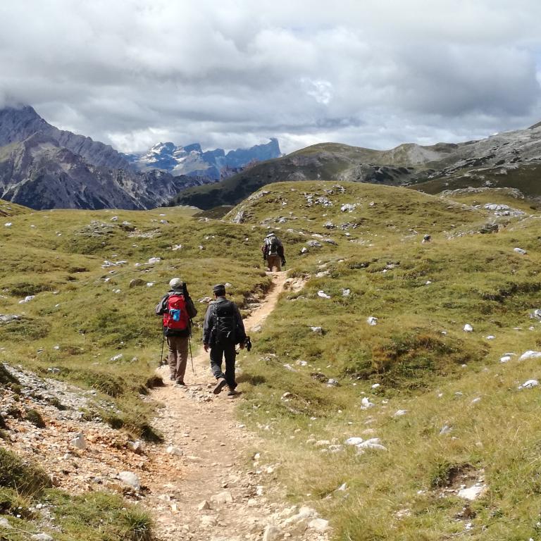 Panoramic view of glaciers and ridges on the Dolomites Alta Via 1