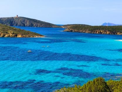 view of scivu the beach of west sardinia during a Sardinia Coastal Walk