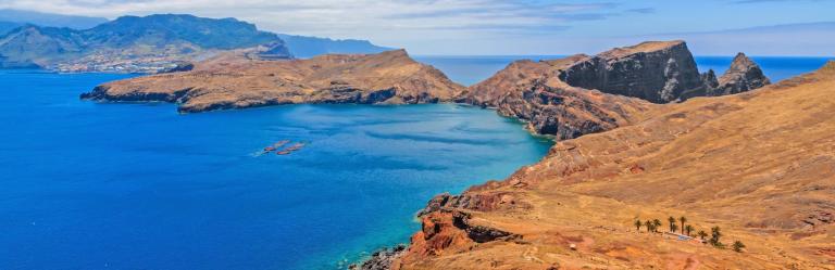 Ponta Furada peninsula in Madeira coastline and cliffs above the Atlantic Ocean – walking in Madeira
