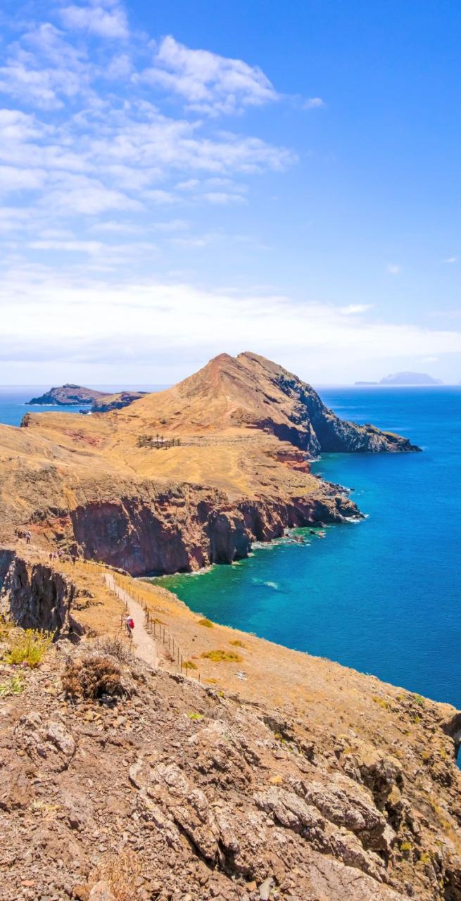 Ponta Furada peninsula in Madeira coastline and cliffs above the Atlantic Ocean – walking in Madeira