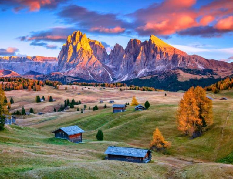 An iconic landscape of the dolomites in northern Italy