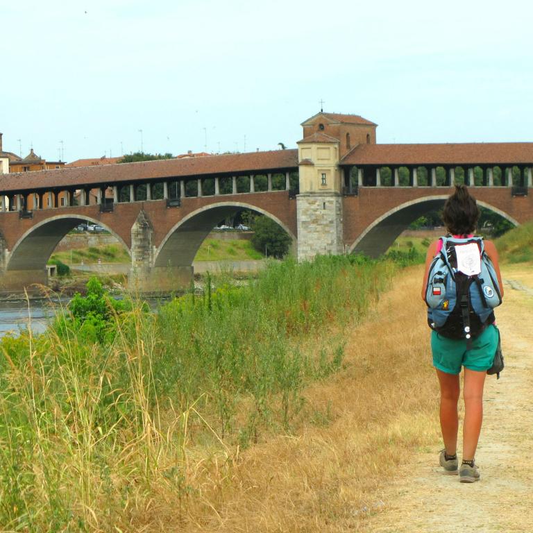 solo holiday walking on riverside via francigena