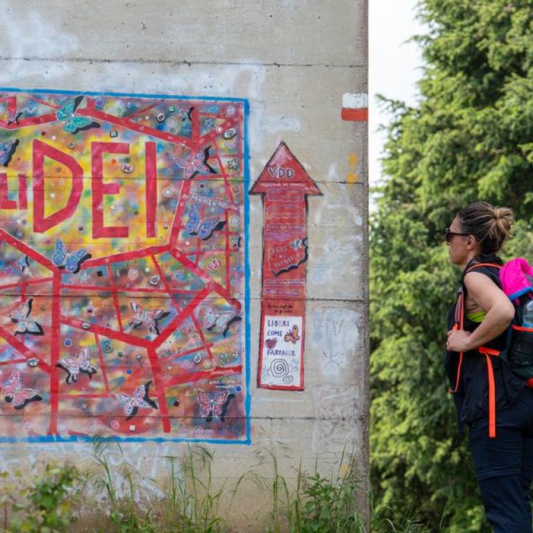 Group of hikers enjoying the Via degli Dei Easy version, low elevation gain