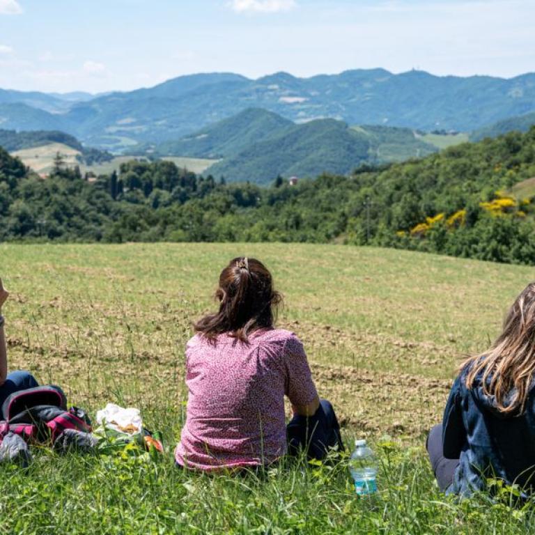 Scenic view along the Via degli Dei Easy trail in the Apennines