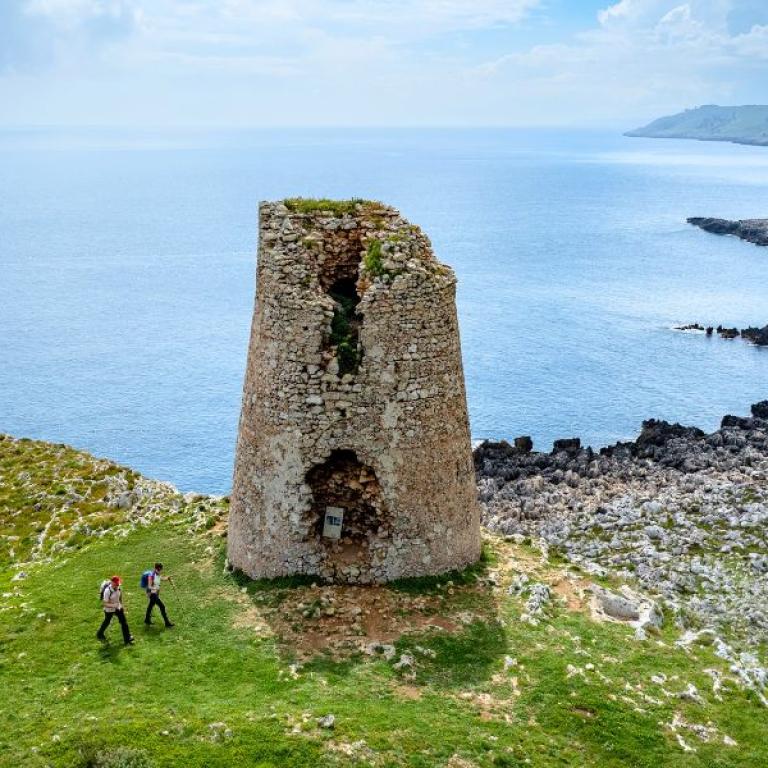 Ancient coastal tower along the easy walk in Salento between Otranto and Gagliano del Capo