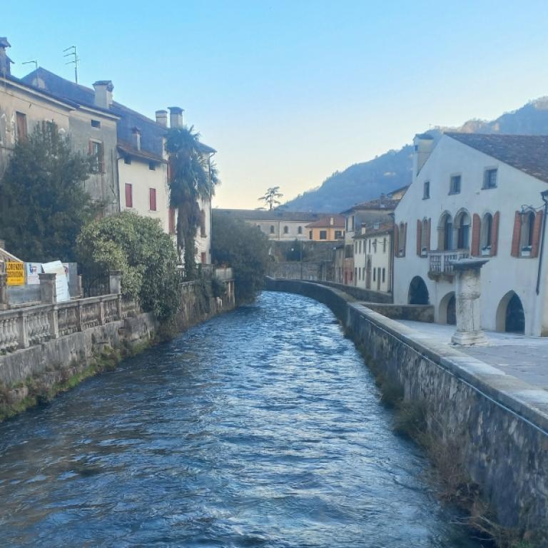 Historic canal and Venetian-style buildings along the Prosecco Trail